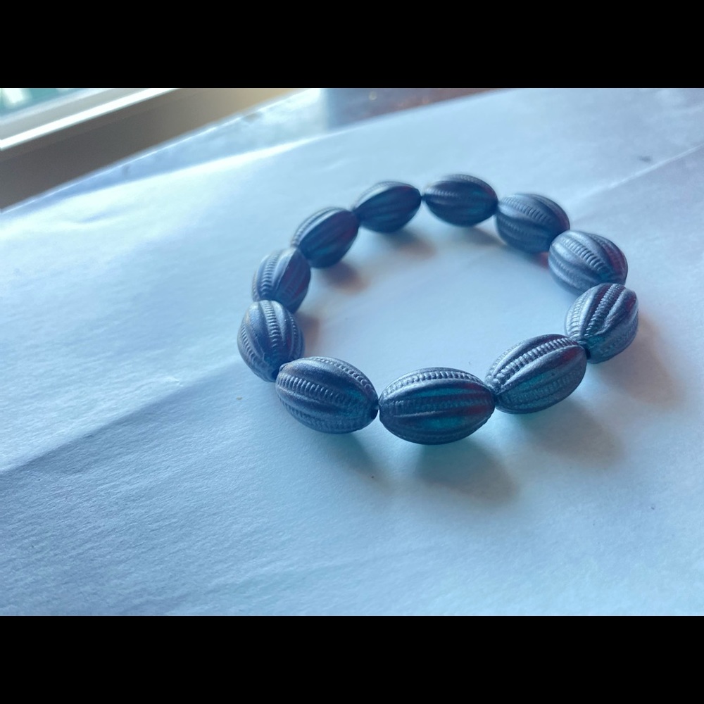 Dark Grey Almond Beaded Bracelet